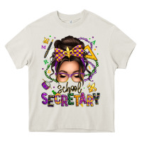 Cream mardi gras school secretary caucasian messy bun Heavy Core Tee - texasbilliewilder