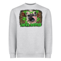 Heather Grey lucky heifer with glasses st patricks Heavyweight Sweatshirt - Artiststas