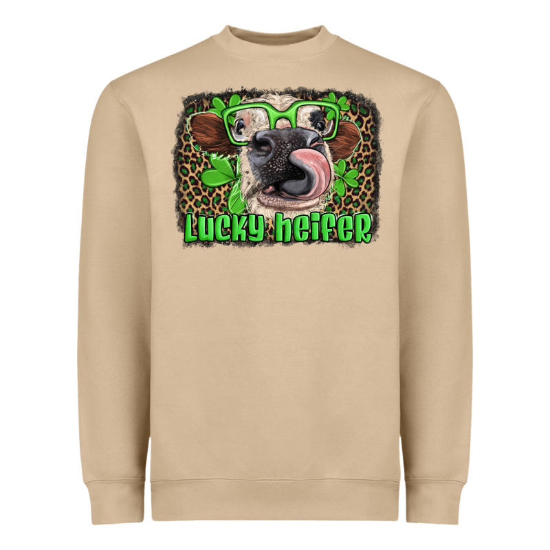 Lucky Heifer With Glasses St Patricks Heavyweight Sweatshirt by Artiststas | Teevron