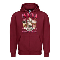 Burgundy mama needs coffee Zipper Hoodie - BarkalooDesign
