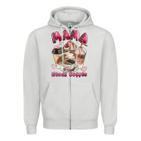 Dove Grey mama needs coffee Zipper Hoodie - BarkalooDesign