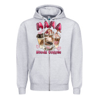 Heather Grey mama needs coffee Zipper Hoodie - BarkalooDesign