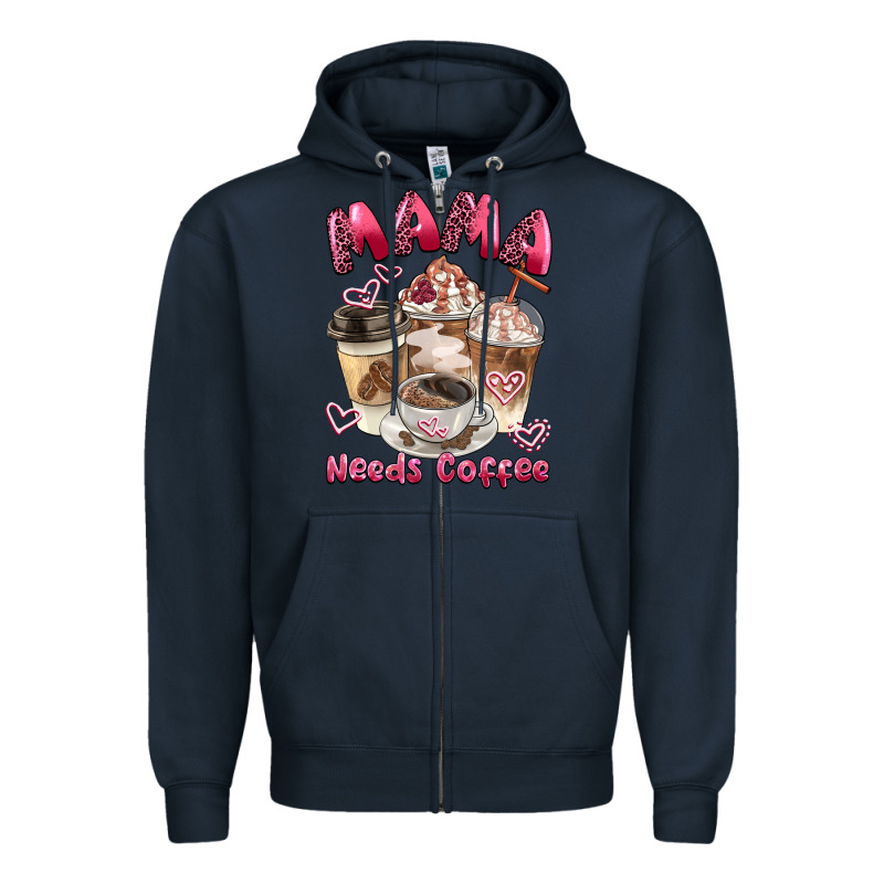 Mama Needs Coffee Zipper Hoodie by BarkalooDesign | Teevron