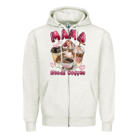 Oatmeal Heather mama needs coffee Zipper Hoodie - BarkalooDesign