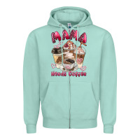 Seafoam mama needs coffee Zipper Hoodie - BarkalooDesign
