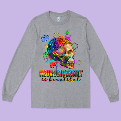 Neurodiversity Is Beautiful Long Sleeve Tee Designed By Fadigitalartstudio