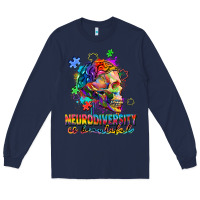 Navy Neurodiversity is beautiful Long Sleeve Tee - FaDigitalArtStudio