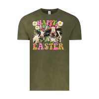 Vintage Olive Happy Easter Heifers Easter Day Vintage Tee - CowGirlArtShop