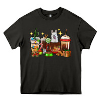 Asphalt Christmas coffee cups with White Shepherd Heavy Core Tee - RanaPortraitStore