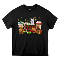 Black Christmas coffee cups with White Shepherd Heavy Core Tee - RanaPortraitStore
