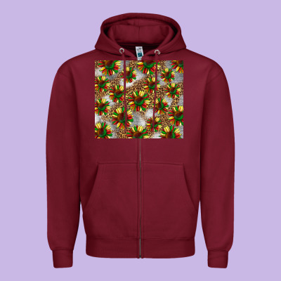 Juneteenth Sunflowers Zipper Hoodie Designed By Barkaloodesign