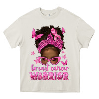 Afro Messy Bun Breast Cancer Warrior Heavy Core Tee | Teevron