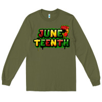 Army Green Juneteenth Long Sleeve Tee - FaDigitalArtStudio