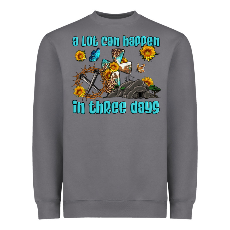 Easter A Lot Can Happen In Three Days Western Sunflowers Heavyweight Sweatshirt by Artiststas | Teevron