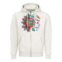 Oatmeal Heather western  pacu nurse medical instruments Zipper Hoodie - BarkalooDesign