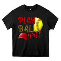 Black Play ball y'all Softball Heavy Core Tee - NancyCooperArtShop