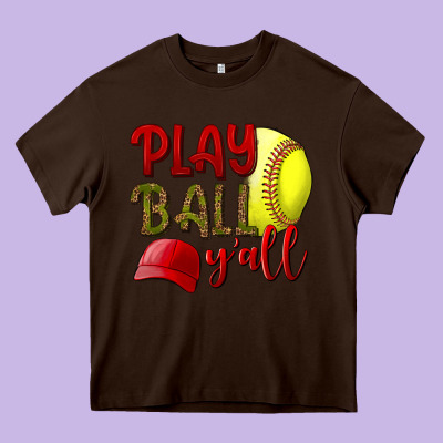 Play Ball Y'all Softball Heavy Core Tee Designed By Nancycooperartshop