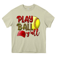 Mossy Play ball y'all Softball Heavy Core Tee - NancyCooperArtShop