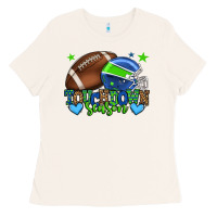 Bone Touchdown season American football green and blue Ladies Tee - HowdyJamesFarm