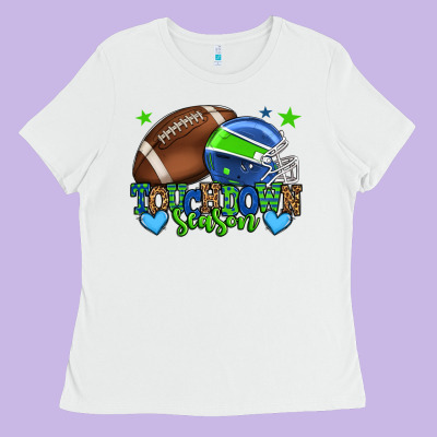 Touchdown Season American Football Green And Blue Ladies Tee Designed By Howdyjamesfarm