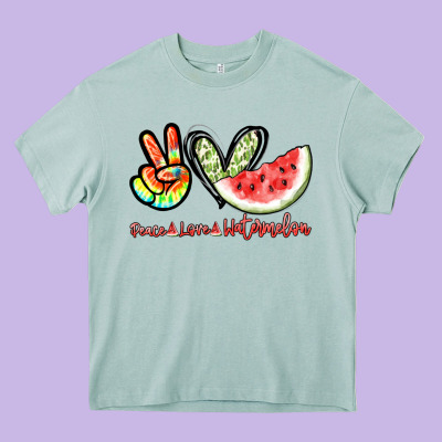 Peace Love Watermelon Heavy Core Tee Designed By Nancycooperartshop