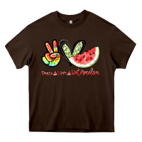 Chocolate Brown Peace love watermelon Heavy Core Tee - NancyCooperArtShop