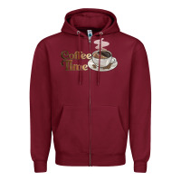 Burgundy coffee time Zipper Hoodie - BarkalooDesign