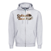 Heather Grey coffee time Zipper Hoodie - BarkalooDesign