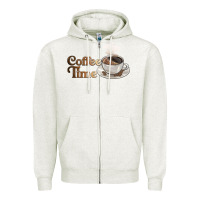 Oatmeal Heather coffee time Zipper Hoodie - BarkalooDesign
