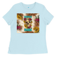 Baby Blue badass mama with flowers Ladies Tee - TumblerDesignByShophia