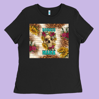Badass Mama With Flowers Ladies Tee Designed By Tumblerdesignbyshophia