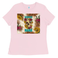 Bubblegum Pink badass mama with flowers Ladies Tee - TumblerDesignByShophia
