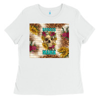 White badass mama with flowers Ladies Tee - TumblerDesignByShophia