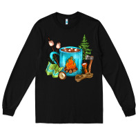 Black Camping Coffee Long Sleeve Tee - FaDigitalArtStudio