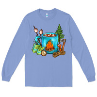 Colony Blue Camping Coffee Long Sleeve Tee - FaDigitalArtStudio