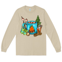 Mushroom Camping Coffee Long Sleeve Tee - FaDigitalArtStudio