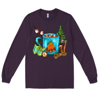 Plum Camping Coffee Long Sleeve Tee - FaDigitalArtStudio