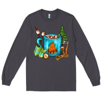 Smoke Camping Coffee Long Sleeve Tee - FaDigitalArtStudio