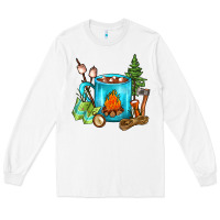 White Camping Coffee Long Sleeve Tee - FaDigitalArtStudio