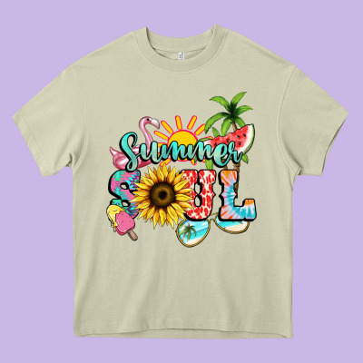 Summer Soul Heavy Core Tee Designed By Nancycooperartshop