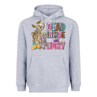 Heather Grey easter dead inside but lucky  with skeleton Heavyweight Hoodie - AdoDesignShop