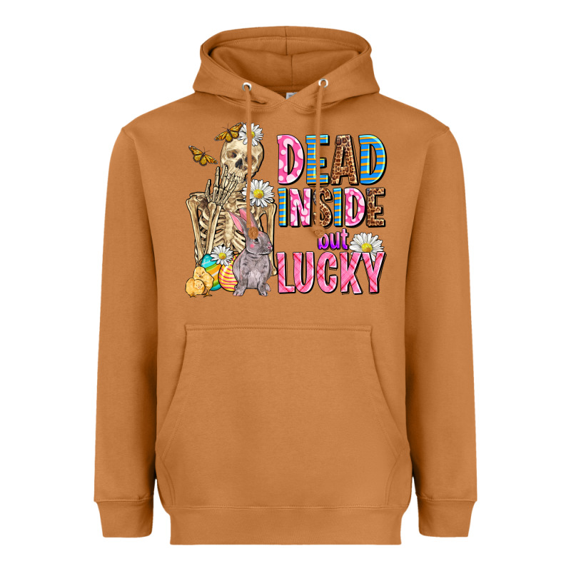 Easter Dead Inside But Lucky  With Skeleton Heavyweight Hoodie by AdoDesignShop | Teevron