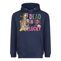 Navy easter dead inside but lucky  with skeleton Heavyweight Hoodie - AdoDesignShop