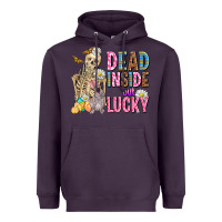 Plum easter dead inside but lucky  with skeleton Heavyweight Hoodie - AdoDesignShop