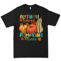 Black Autumn leaves pumpkins please Premium Tee - NancyCooperArtShop
