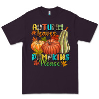 Plum Autumn leaves pumpkins please Premium Tee - NancyCooperArtShop