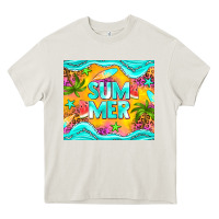 Cream summer Heavy Core Tee - NancyCooperArtShop
