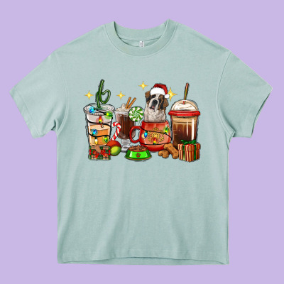 Christmas Coffee Cups With Saint Bernard Heavy Core Tee Designed By Ranaportraitstore