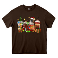 Chocolate Brown Christmas coffee cups with Saint Bernard Heavy Core Tee - RanaPortraitStore