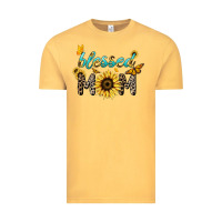 Vintage Mustard Blessed mom sunflower butterfly mother's day Vintage Tee - HowdyJamesFarm